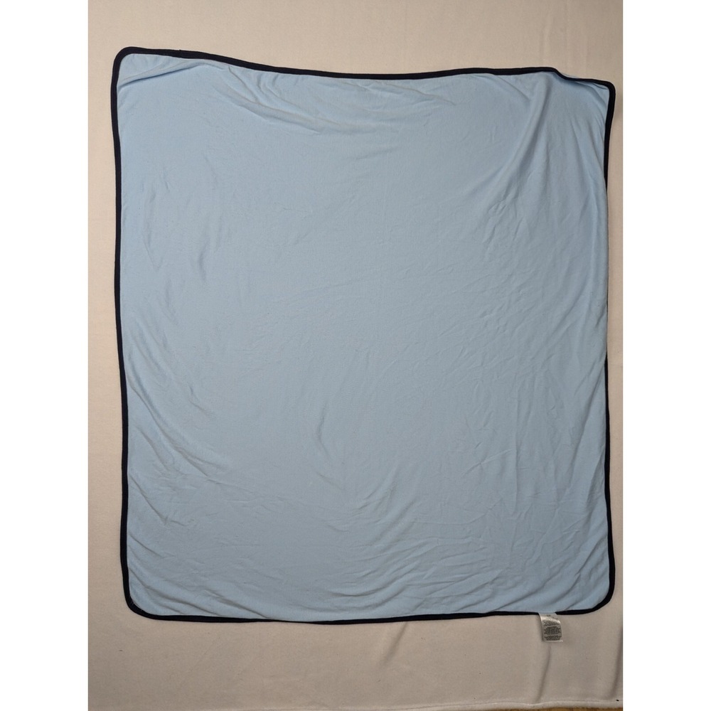 Carters One Size Baby Blanket Blue Navy Trim